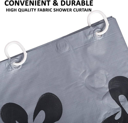 Kuber Industries Shower Curtain Bathroom Shower Curtain 8 Rings Curtain Painting Grey
