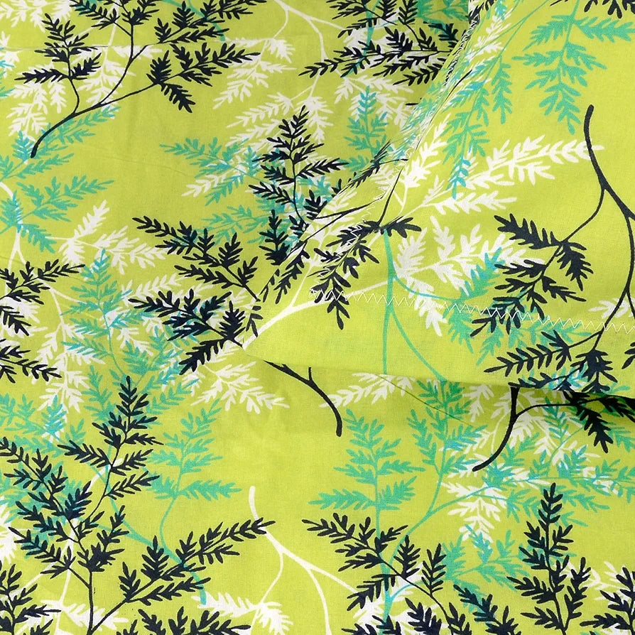 Divine Casa 144 TC 100% Cotton Single Bedsheet with 1 Pillow Cover Floral Pattern Colour Lime Breeze Fresh Green
