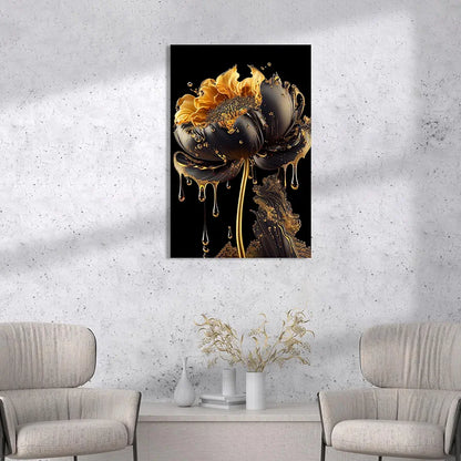 Kotart Modern Art Canvas Paintings for Bedroom Room Living Room Abstract Golden Floral Canvas Painting Style02