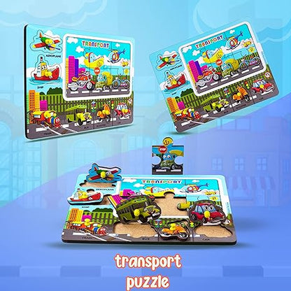 Highroof Transport Wooden Puzzle Wooden Toys For Kids 3 + Jigsaw Puzzles For Adults Baby Learning