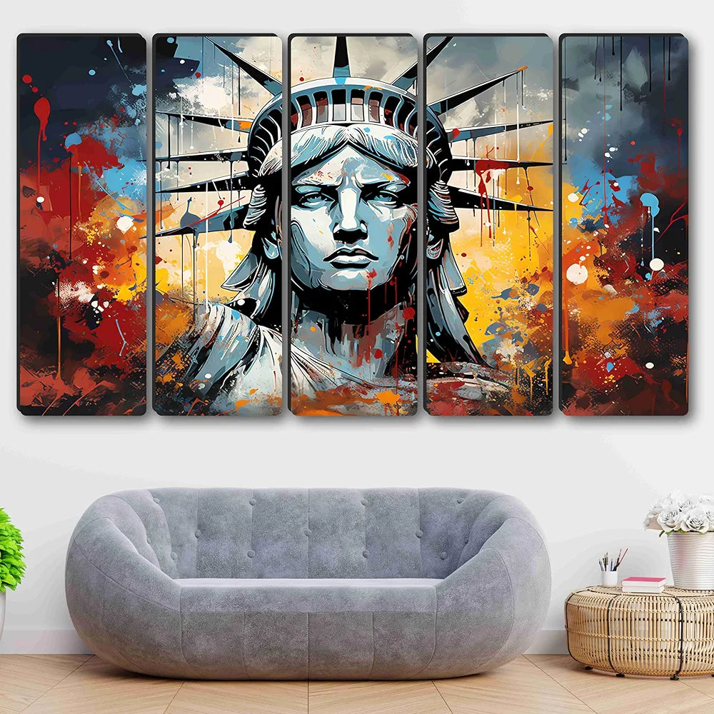 Livin'luxe Multiple Frames Horizontal liberty statue Wall Painting  XL35312