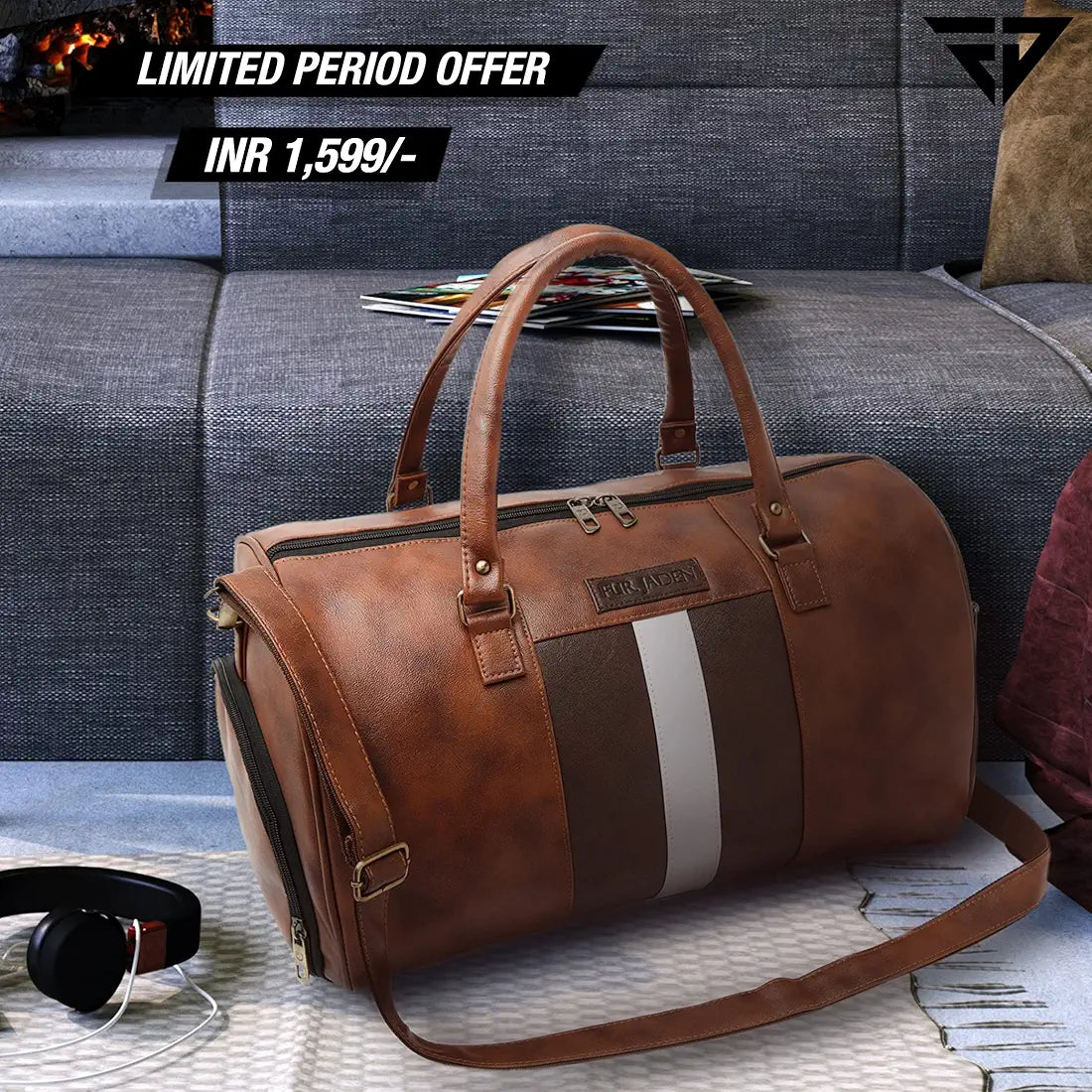 Fur Jaden Weekender Travel Duffle Bag with Separate Shoe/Laundry Compartment for Men & Women Made of Vegan Leather