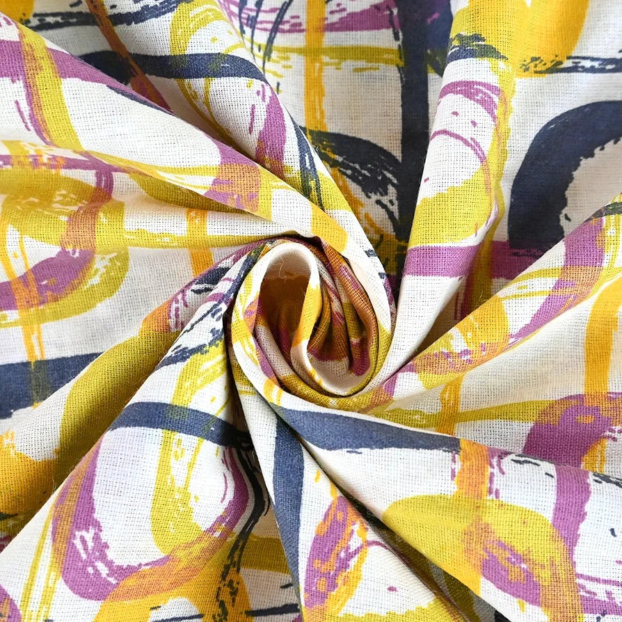 Divine Casa 144 TC 100% Pure Cotton Single Bed Bedsheet with 1 Pillow Cover Wavy Pattern Colour Charcoal Yellow
