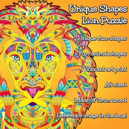 91knots Majestic Lion 84 Pieces Animal Shape Wooden Jigsaw Puzzle for Adults and Kids 6+ Years | Majestic Lion