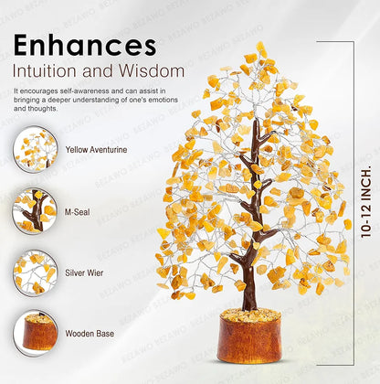 Bezavo Yellow Aventurine Crystal Tree Silver Wire