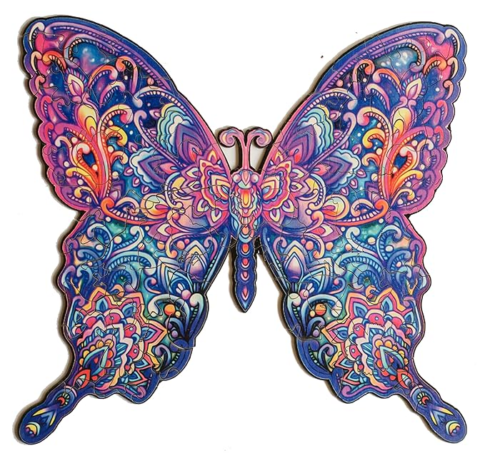 91knots Butterfly 72 Pieces Wooden Jigsaw Puzzle for Kids & Children 6+ | Animal Shape Butterfly Puzzle for 6-year Old Kids