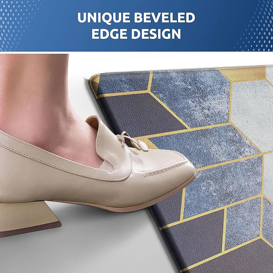 Luxe Home Columbo Anti-Fatigue Kitchen Mat Non-Slip Cushioned Comfort Mat Geometric Mosaic Pattern Standing Desk Mat Colour Cules