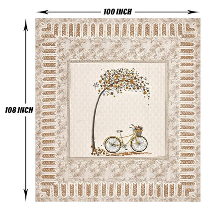 Kuber Industries Double Bedsheet with 2 Pillow Covers 160 TC Premium Cotton Photo Frame Cycle Brown