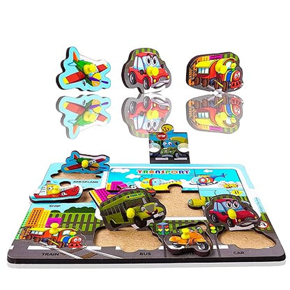 Highroof Transport Wooden Puzzle Wooden Toys For Kids 3 + Jigsaw Puzzles For Adults Baby Learning