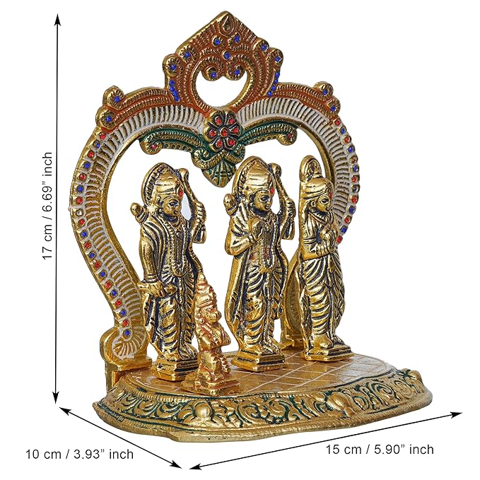 Ecraftindia Ram Darbar Murti, Lord Rama, Sita, Laxman, Hanuman Idol, God Statue for Home, Office, Temple