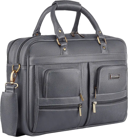 WildHorn Leather 15.6 inch Laptop Messenger Bag for Men I Multi- Pockets I Extra Storage I Carry Handles I Adjustable Strap