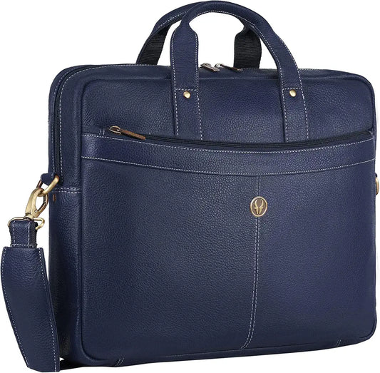 WildHorn Leather 15 inch Laptop Messenger Bag for Men I Padded Laptop Compartment with Adjustable Strap I Extra Zip Compartments I DIMENSION : L-16 inch W-3.2 inch H-13 inch
