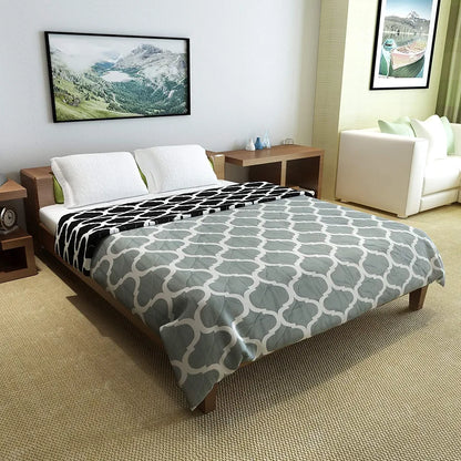 Divine Casa 120 GSM Microfiber Reversible Lightweight Double Bed Size Printed Comforter Colour Black and Grey