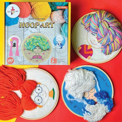 Kalakaram Diy Hoop Art Embroidery Kit, Craft 3 Stunning Hoop Art Designs | Diy Kit for Kids & Adults | Craft Kit for Girls