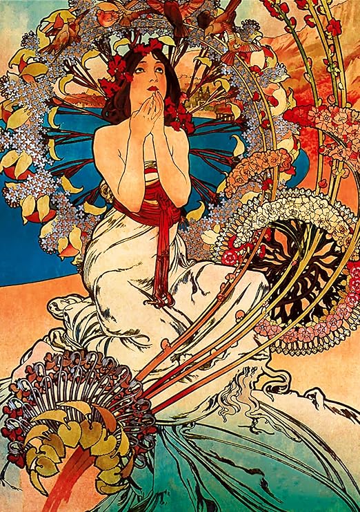91knots Monaco Monte Carlo by Alphonse Mucha-wooden Jigsaw Puzzle (140 Pieces) for Adults and Kids | Brain Booster Games & Toys