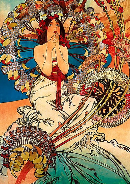 91knots Monaco Monte Carlo by Alphonse Mucha-wooden Jigsaw Puzzle (140 Pieces) for Adults and Kids | Brain Booster Games & Toys