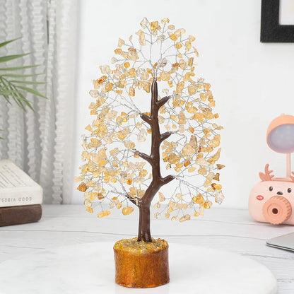 Bezavo Citrine Crystal Tree Feng Shui Money Tree Silver Wire for Prosperity & Vitality