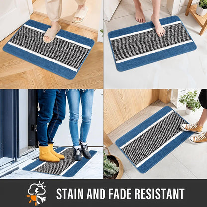 Kuber Industries Anti-Skid Water-Absorbent Door Mats for Home Micro Wings Lining Sky Blue