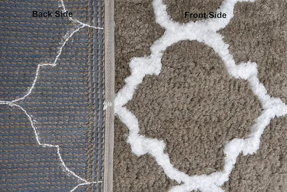 Aerohaven Glorious Super Soft Microfiber Abstract Moroccan Designer Anti Slip Bathmat Taupe Colour