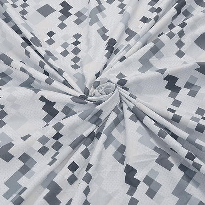 Huesland by Ahmedabad Cotton 186 TC King Size Bedsheet Cotton with 2 Pillow Covers | Grey & White