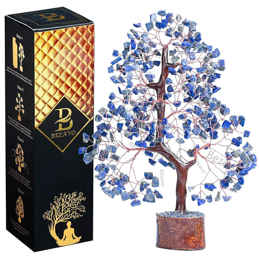 Bezavo Lapis Lazuli Energy Crystal Tree Feng Shui Tree for Abundance & Love Copper Wire
