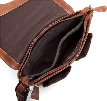 WildHorn�Leather 11 inch Laptop Messenger Bag for Men I Dedicated Laptop Compartment I Adjustable Strap I DIMENSION:L- 11 inch H-9.5 inch W- 3 inch