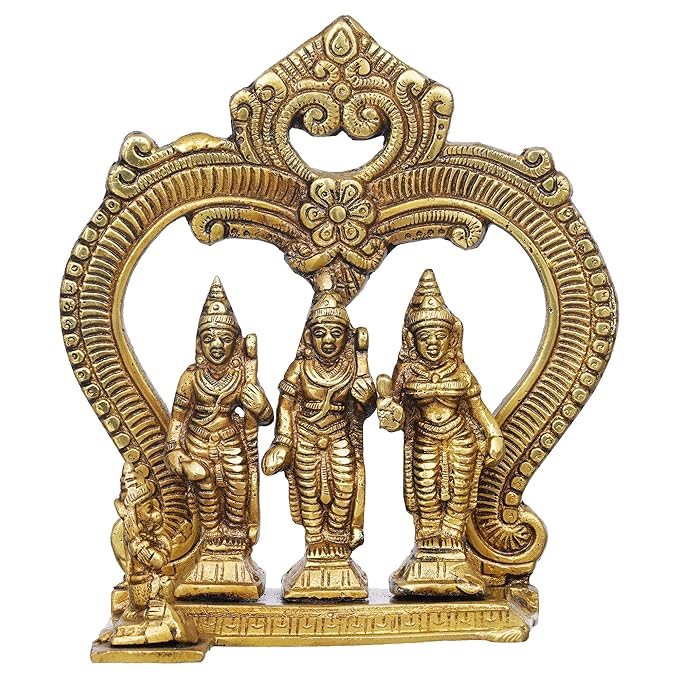 Ecraftindia Golden Lord Ram Darbar Statue Ram Sita Laxman Hanuman Murti Religious Brass Idols