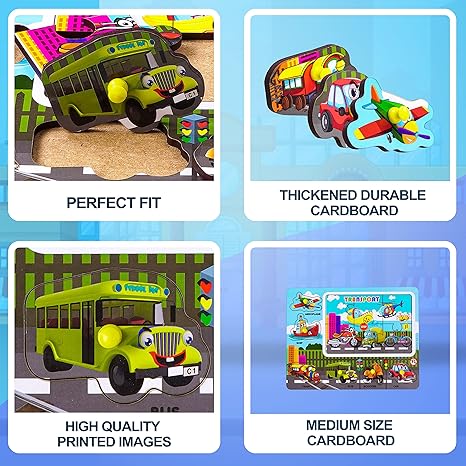 Highroof Transport Wooden Puzzle Wooden Toys For Kids 3 + Jigsaw Puzzles For Adults Baby Learning