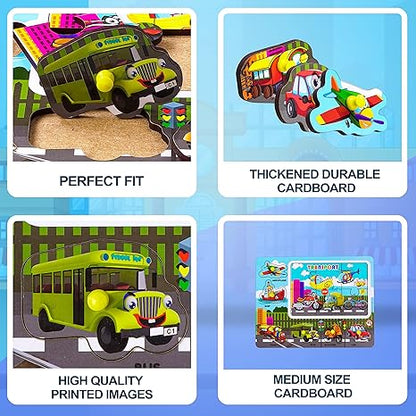 Highroof Transport Wooden Puzzle Wooden Toys For Kids 3 + Jigsaw Puzzles For Adults Baby Learning