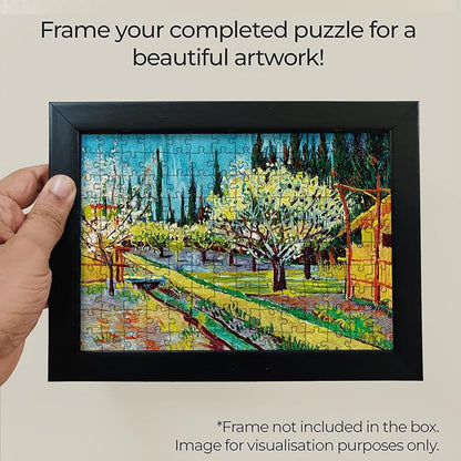 91Knots Orchard Bordered by Cypresses-Vincent Van Gogh's Masterstrokes | Wooden Small Jigsaw Puzzle for Kids | A5 Size-140 Pieces