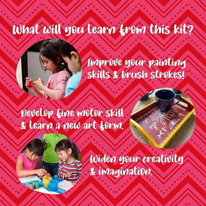 Kalakaram Paint Your Own Warli Art Serving Tray | Diy Serving Tray Painting for Adults and Kids