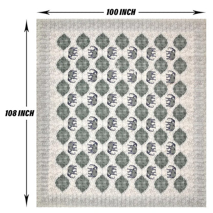 Kuber Industries Double Bedsheet with 2 Pillow Covers 186 TC Premium Cotton Hotels Embroidery Elephant Gray