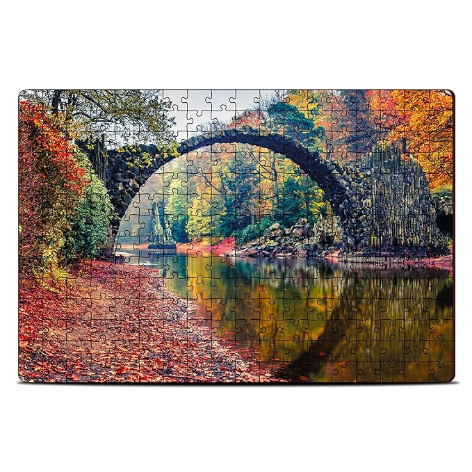 Mini Leaves 252 Piece Wooden Puzzle for Kids & Adults | Kromlau Park, Saxony Germany Jigsaw Puzzle | Educational Games & Puzzles