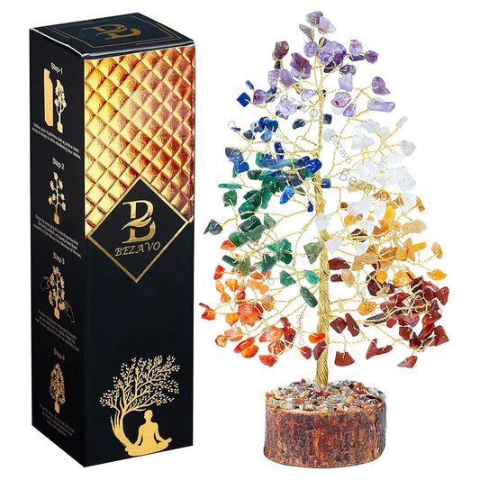Bezavo Seven Chakra Crystal Tree Golden Wire
