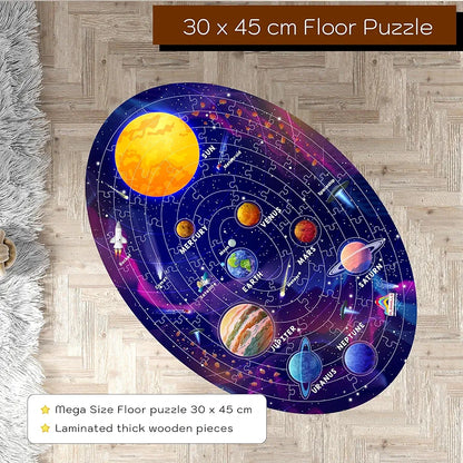 Playhills 2-in-1 Puzzle + Board Game, 108 pcs Solar System Jigsaw Puzzle with Astro Adventure Board Game for Children | Perfect Birthday & Learning Gift for Boys, Girls Age 6+ Years