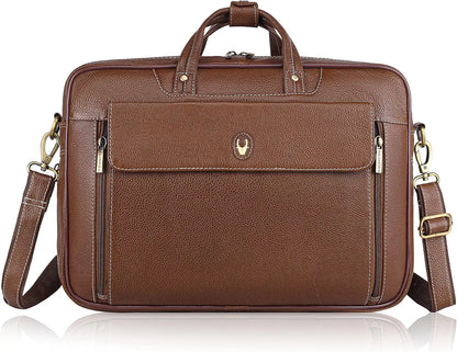 WildHorn Leather Laptop Bag for Men I Fits Upto 15.6 Inch Laptop/MacBook I Padded Laptop Compartment I Carry Handles with Adjustable Strap I DIMENSION : L-16 inch W-4 inch H-12 inch