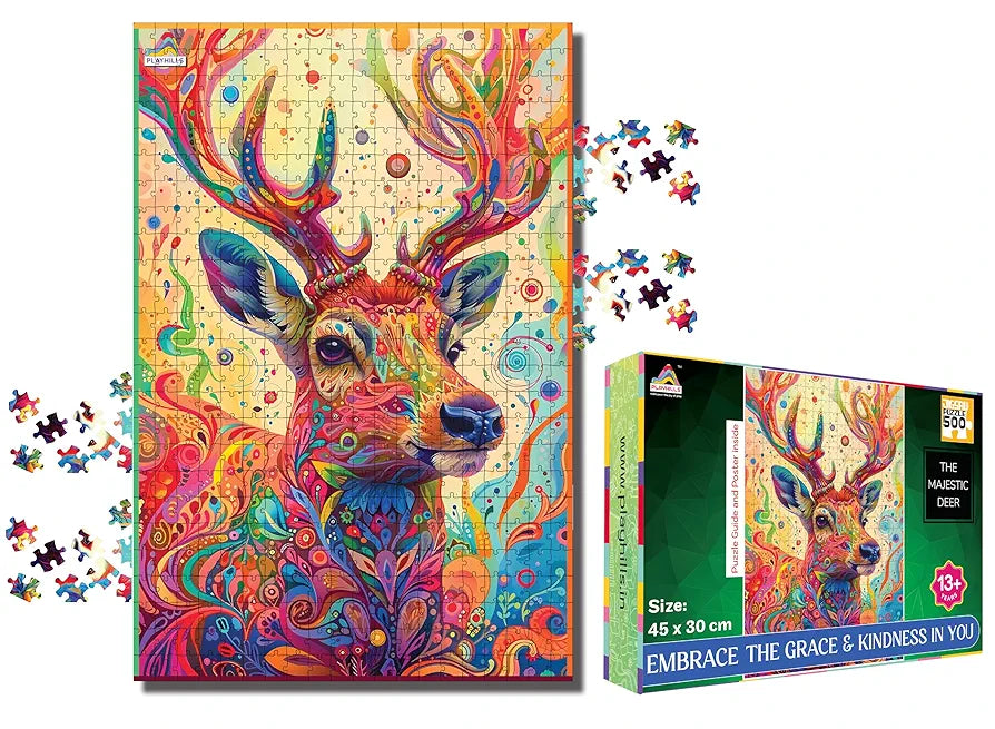 Playhills Spirit Animal The Majestic Deer Wooden Jigsaw Puzzle  for Children and Adults 13+ Years| Perfect Puzzle for Party and Family Activity Games