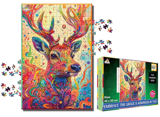 Playhills Spirit Animal The Majestic Deer Wooden Jigsaw Puzzle  for Children and Adults 13+ Years| Perfect Puzzle for Party and Family Activity Games