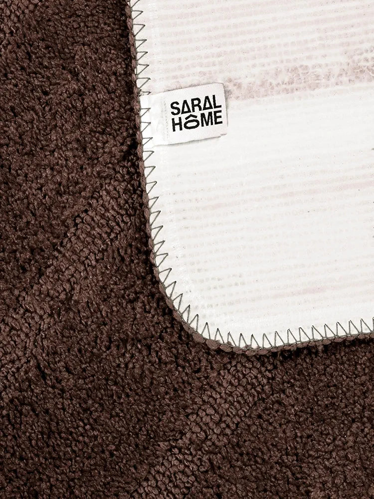Saral Home Easy Living Home Striped Soft Microfiber Durable&washable Multipurpose Bedside Runner Colour Brown