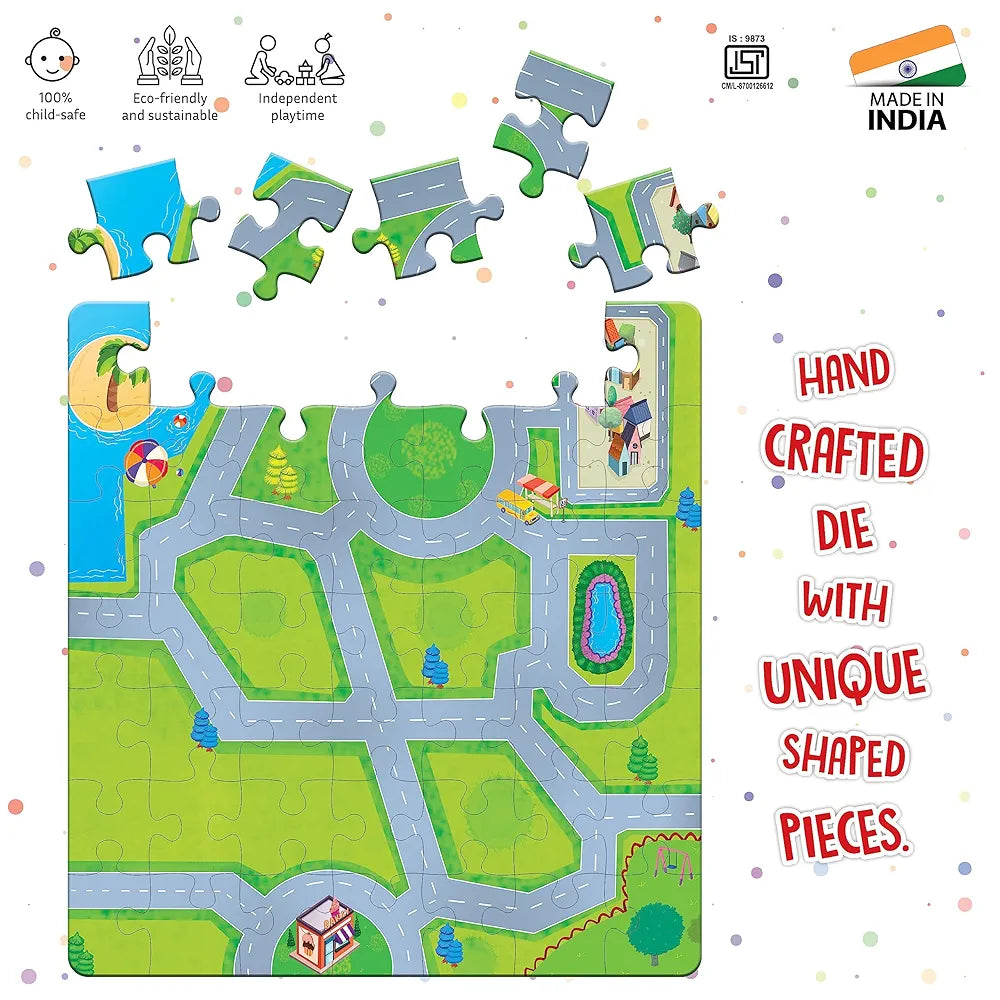 Popcorn Games & Puzzles 49 Piece Puzzle Township |49 Piece Kid Jigsaw Puzzle Featuring The Township