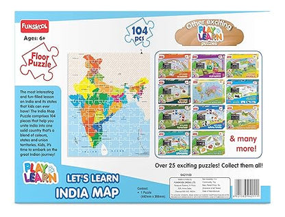 Funskool Play Read & Learn India Toy Map Educational 104 Pieces Puzzle