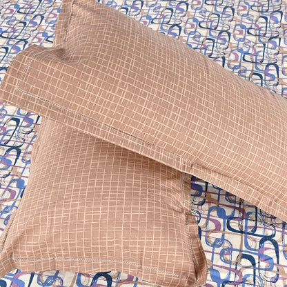 Divine Casa 144 TC 100% Pure Cotton Queen Size Double Bed Bedsheet with 2 Pillow Covers Wavy Pattern Colour Charcoal Blue