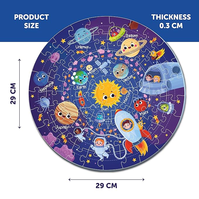 Mini Leaves 60 Piece Wooden Puzzle for Kids & Adults | Round Space Jigsaw Puzzle | Fun & Challenging Wooden Floor Puzzle Game