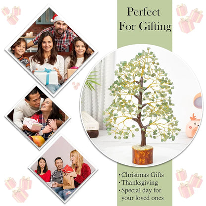 HindCraft Green Jade Crystal Tree Golden Wire 10-12 inch
