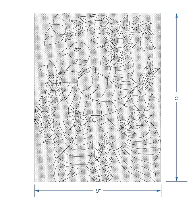 Hobby India Self Painting Beautiful Peacock Canvas - Kalamkari Art | Pre-designed Canvas Board