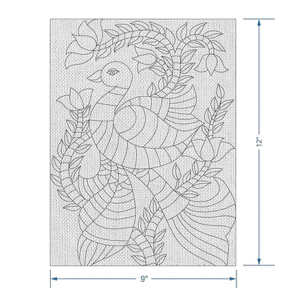 Hobby India Self Painting Beautiful Peacock Canvas - Kalamkari Art | Pre-designed Canvas Board