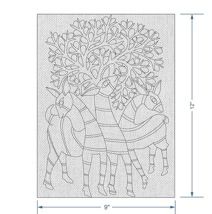 Hobby India Self Paint Beautiful Dear Canvas - Gond Art | Pre-designed Canvas Board