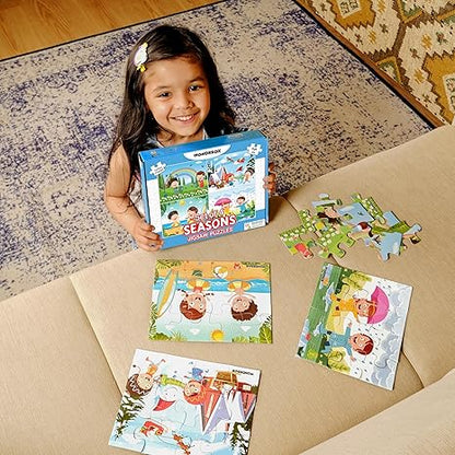 Wondrbox Seasons Jigsaw Puzzles For Kids Educational Toy Seasons Set of 4 Puzzles in Box