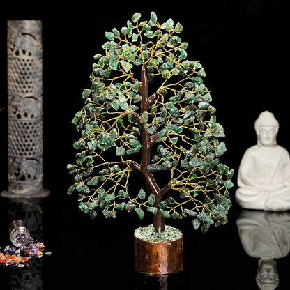 HindCraft Green Aventurine Crystal Tree Golden Wire 10-12 inch