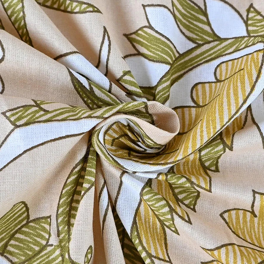 Divine Casa 144 TC 100% Cotton Single Size Bedsheet with 1 Pillow Cover Floral Paisley Colour Mustard Beige